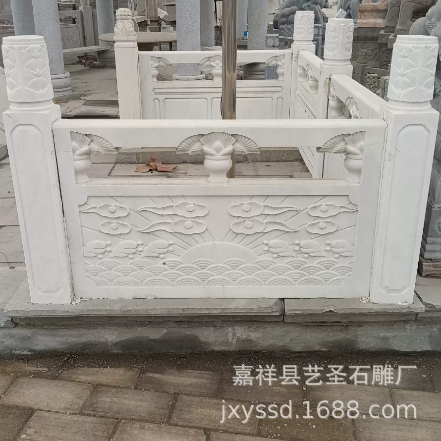 厂家定制汉白玉石栏杆 河道工程庭院别墅花岗岩护栏 升旗台栏板