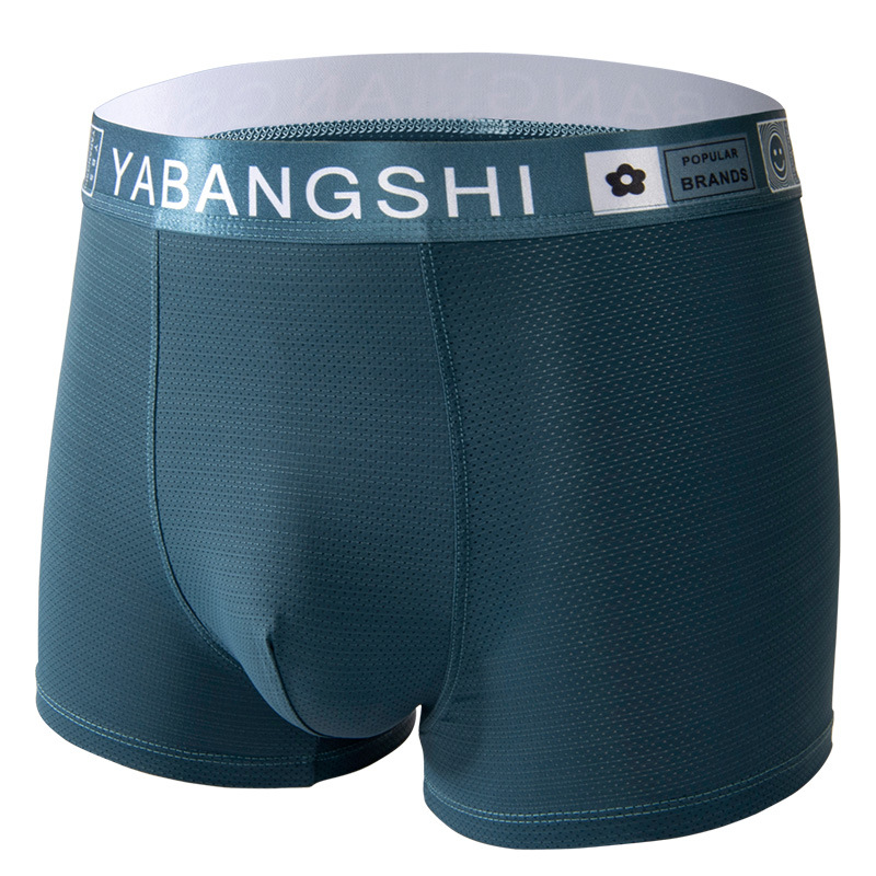 Ropa interior masculina, seda de hielo, malla transpirable que no deja marcas, guía la entrepierna interior húmeda, cintura media, boxer, ropa interior juvenil, cuatro nuevos estilos de verano