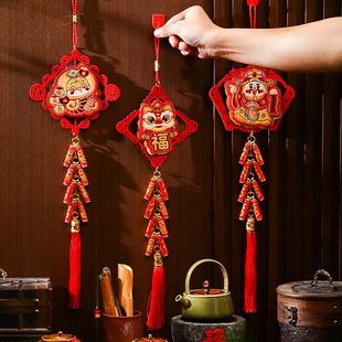 New Year 2025 Year of the Snake Firecracker Pendant String Household Living Room Decoration New Year and Spring Festival Festive Decorations God of Wealth Hanging Ornaments
