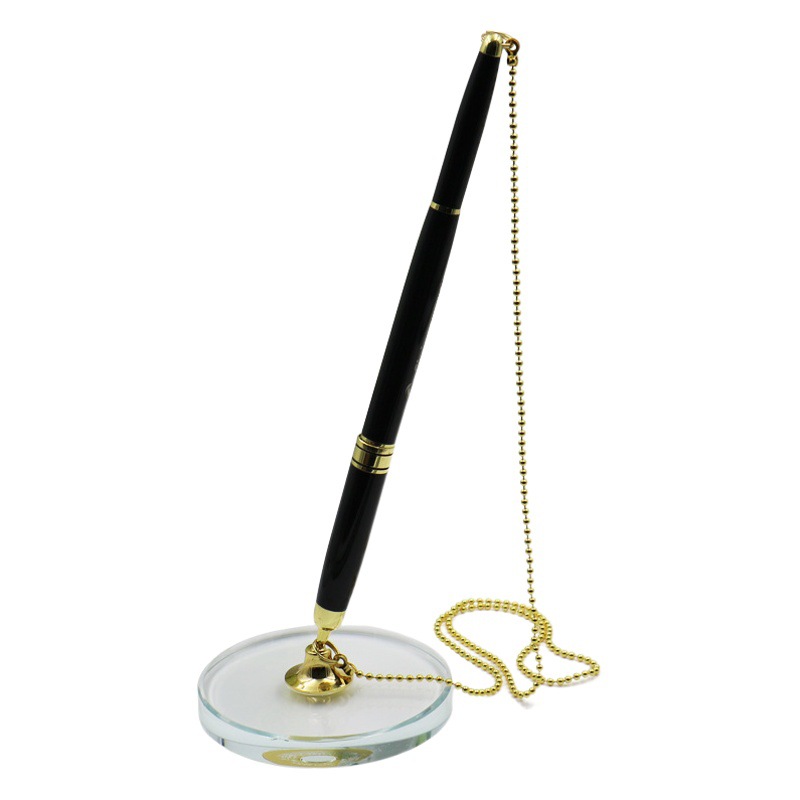 Boxed gift signature pen black 0.5mm ball pen front desk pen with chain fashion signing pen engraving logo pen