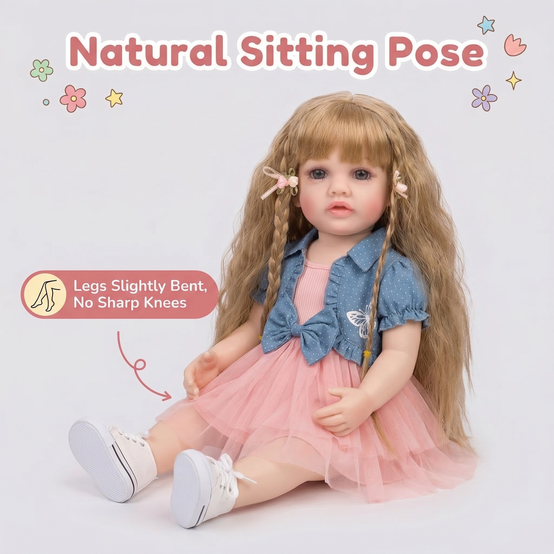 NPK22inch denim camisa de manga corta Betty simulación muñeca renacida para acompañar a los niños regalos de vacaciones preferidos