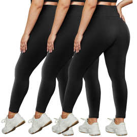 跨境Leggings大码瑜伽裤健身高腰裸感欧美提臀跑步运动紧身裤现货