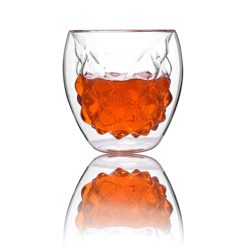 Vidrio de borosilicato creativo taza de jugo de leche taza de vidrio personalizado de doble capa taza de bebida fría tienda de jugo taza de café taza de agua