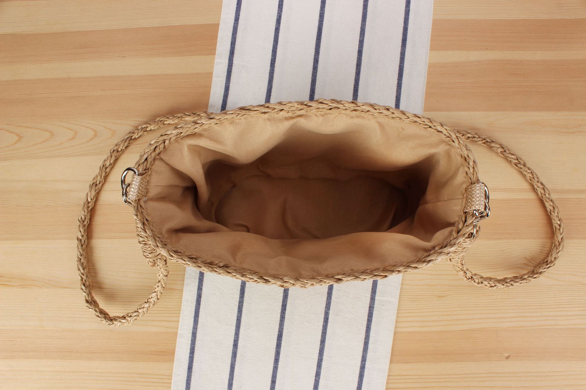 552g Weight Polyester Cotton Lining Material Pearls, Weave Fashion Element String Closure Type Single Shoulder Strap Strap Type Straw Bag Bags Type Holiday, Travel Occasion Paper string Material Solid Color Pattern Spring&Summer Season Women's Gender Vacation, Beach Style Medium Size Women's Vacation Beach Solid Color Paper String Shopping Bags 11