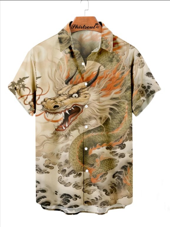 Camisa de cuello cubano impresa en 3D, tienda de fabricantes de hombres, estación independiente de verano de moda, patrón de venta caliente, ropa de hombre de playa hawaiana