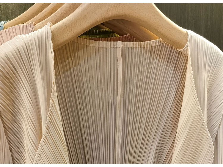 Áo cardigan nữ tay dài xếp ly không cài khuy, phong cách đơn giản cao cấp mùa xuân hè — Màu xanh lam nhạt, Màu đen, Xanh Lông Công, Màu hồng chi tiết 26