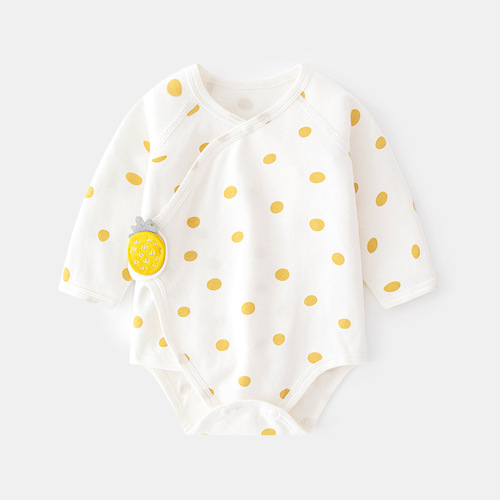 Baby fart cover spring and autumn baby triangle harem pure cotton newborn long-sleeved bottle jumpsuit boneless crawling suit