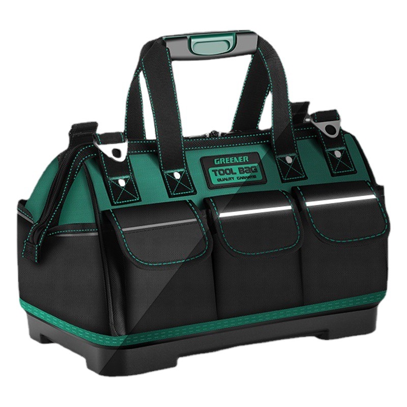 Bolsa de herramientas Green Forest impermeable y resistente al desgaste, bolsa de lona de gran capacidad para electricistas y carpinteros, especialmente diseñada para trabajar bajo la lluvia.