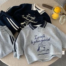 邦诚儿童套装2025冬季新款男女童卡通加绒运动两件套湖州织里童装