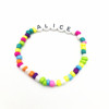 Small beads bracelet Bohemian style DIY Colored beads pinkycolor Beads customized letter logo