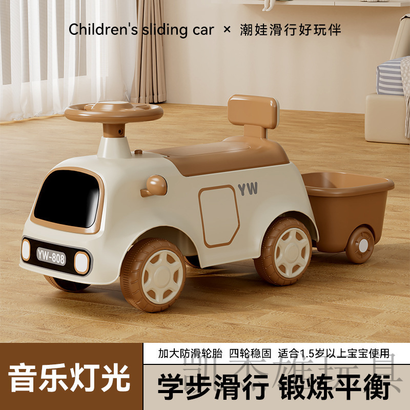 Retro Small Car Silent Scooter for Boys and Girls Aged 1 to 3, Four-Wheel Ride-On Car with Pocket, Twist Car, Factory Direct Sale