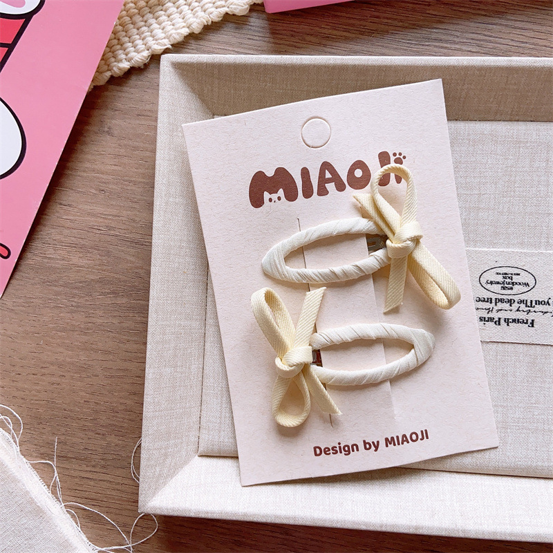 儿童春季小清新纯色基础BB夹女童手工手打蝴蝶结发夹亲子款侧边夹详情8