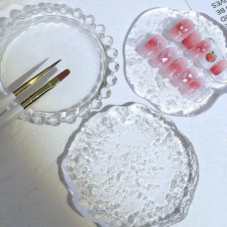 Japanese-style crystal irregular texture glass flower Pearl nail polish glue palette nail art shop special tools