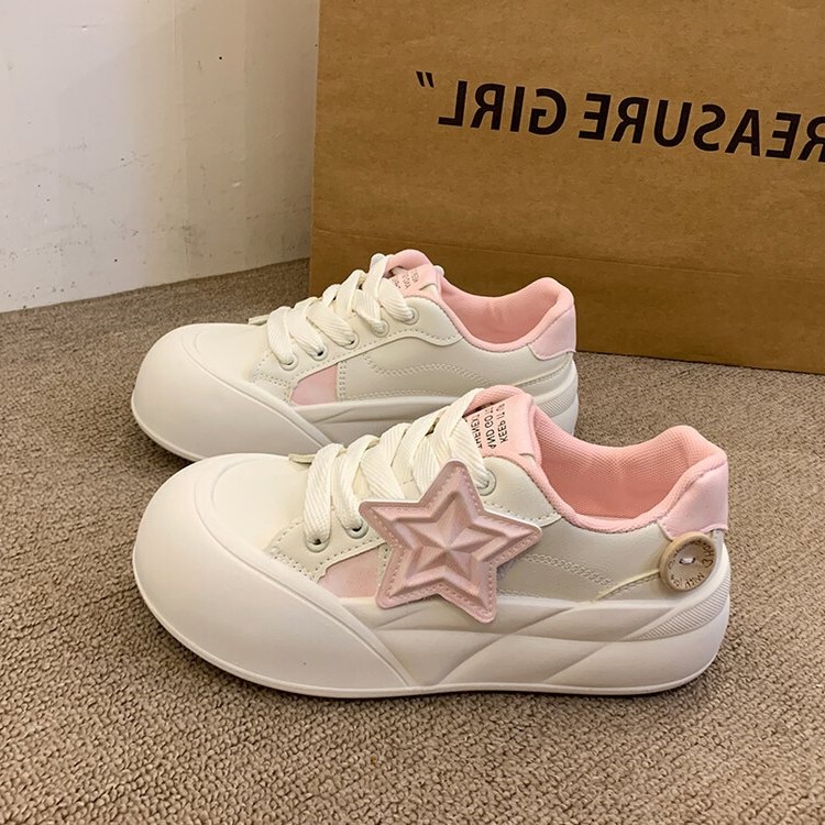 Fashionable small ugly cute big toe shoes small white shoes women's 2025 spring new breathable thick-soled student casual board shoes Fashionable small ugly cute big toe shoes small white shoes women's 2025 spring new breathable thick-soled student casual board shoes