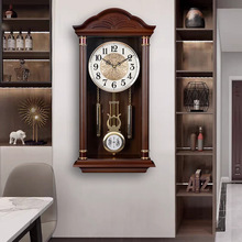 金钟宝中式钟表报时挂钟客厅老式挂表家用复古挂墙时钟静音石英钟