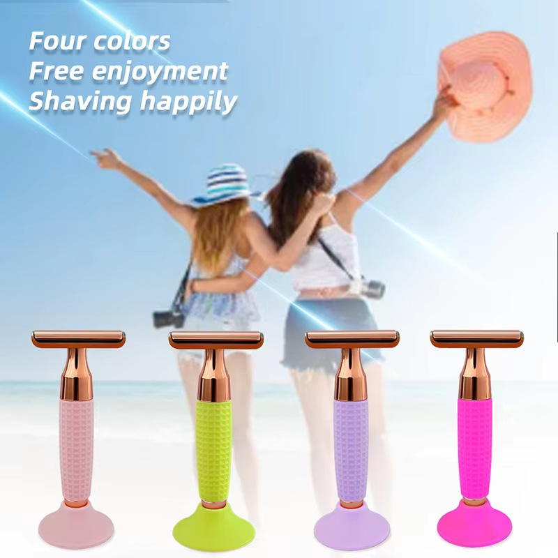 Foreign Trade Cross-Border Shaving Razor with Universal Feather Blade, Women's Double-Sided Razor with Built-In Silicone Base