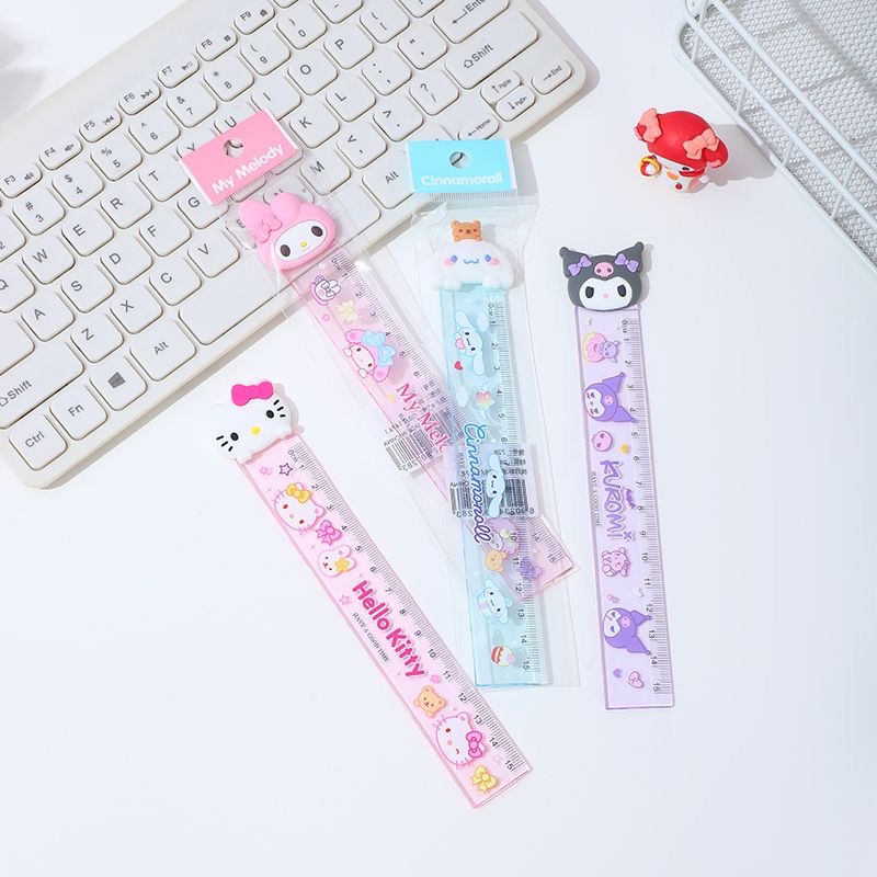 Medición de dibujo Regla de alta transparencia Sanrio lindo examen especial para estudiantes Medición de oficina Regla de 15cm