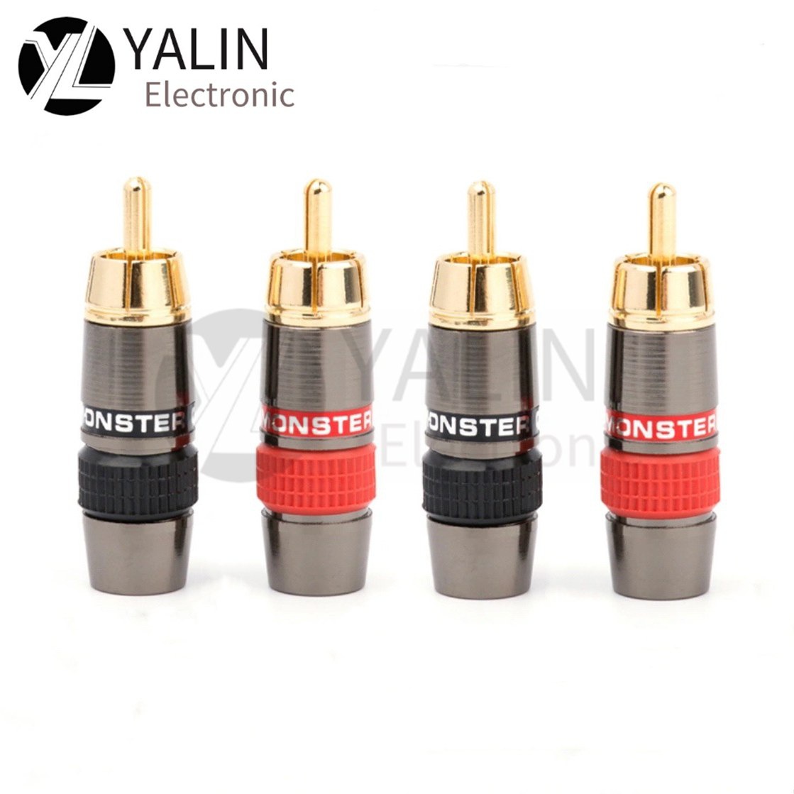 怪兽色圈RCA莲花插头色差线AV线音视频线同轴信号线接喇叭接线头