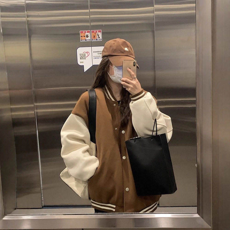 A generation of hair fleece-lined thick baseball uniform men's and women's academic style Korean fashion plus size jacket fleece jacket wholesale