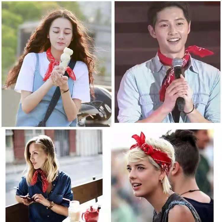 Ethnic style Hair band Retro men and women Cotton cashew Star of the same paragraph Silk scarf Kerchief Silk scarf Scarf