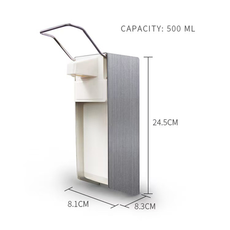 肘压款铝合金皂液器按压出液公共场所按压款皂液器手动消毒机供应