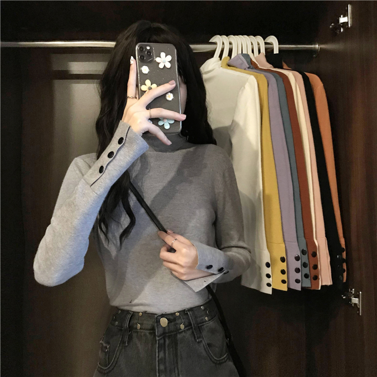 大码胖妹妹高领打底衫女2025春秋新款内搭毛衣针织衫外套洋气上衣