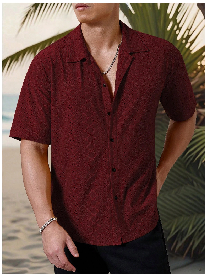 Men's Summer Casual Shirt Short Sleeve Lightweight Button Up Top_voghion.com