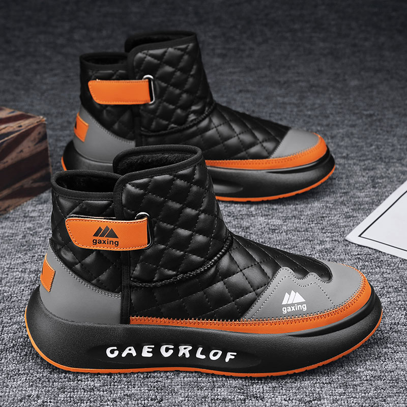 Northeast Snow Stivali invernali spessi e caldi con velluto, scarpe da uomo in cotone con cerniera laterale e parte superiore alta_voghion.com