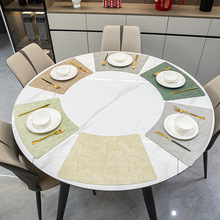 扇形中國風家用皮革餐墊酒店餐廳扇形西餐墊歐式布紋隔熱餐桌墊