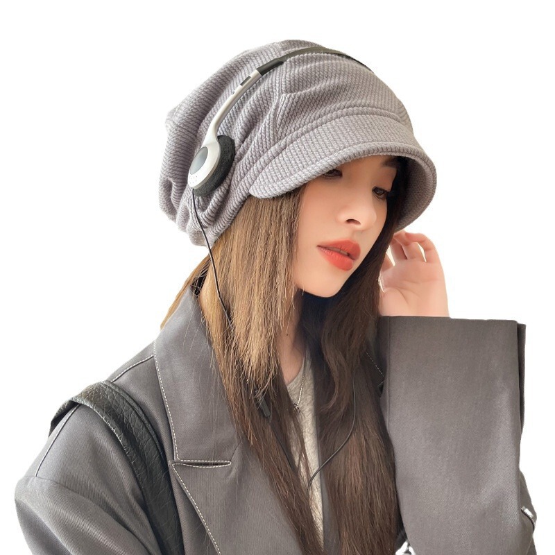 春秋薄款韩版帽子女款大头围显脸小包头帽休闲百搭堆堆帽保暖冷帽|undefined