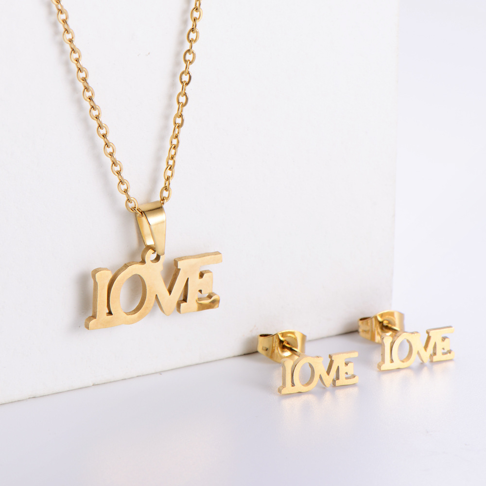 Simple Letters Clavicle Chain Earrings Set Wholesale Nihaojewelry display picture 5