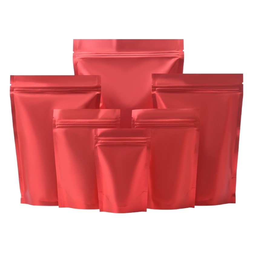 Rojo papel de aluminio auto-permanente auto-Sellado bolsa de aluminio-plateado de bolsillo sellado boda dulces fruta snack producto bolsa de embalaje en stock al por mayor