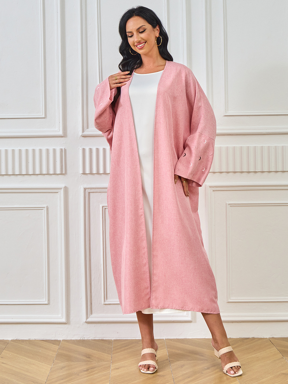 YLL05 Foreign Trade Abaya 2024 Summer Middle Eastern Cross-border Muslim Elegant Cardigan Embroidered Dress Robe For_ecoleips.com