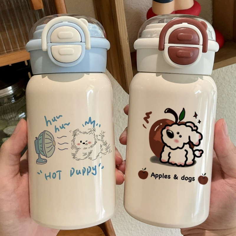 Taza de plástico nueva doble cubierta portátil de gran capacidad paja adorable taza de agua de alto valor facial para niños