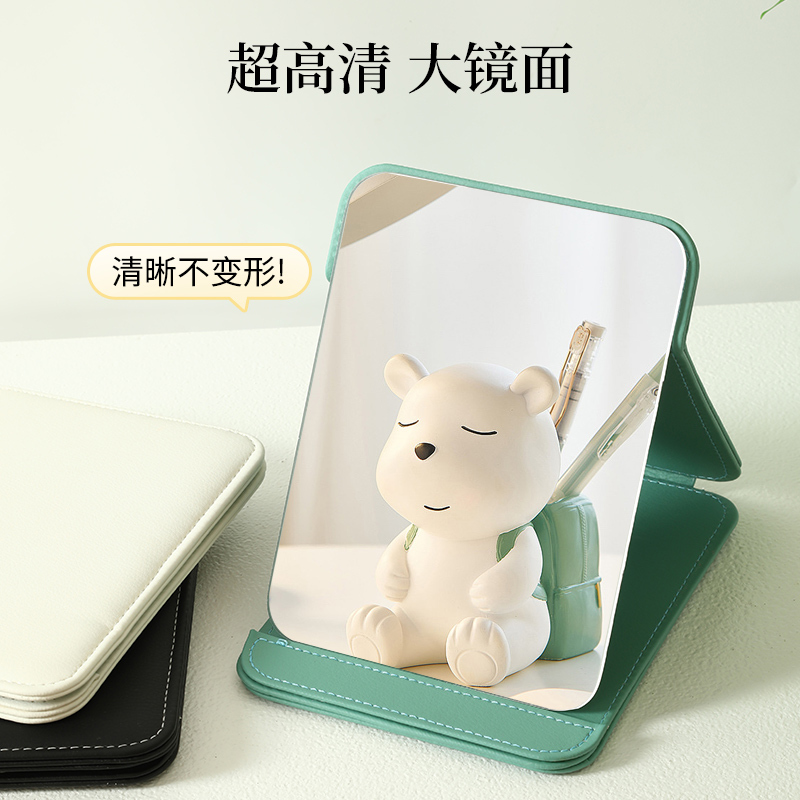 厚みのあるパンミラー、化粧鏡、ポータブル家庭用女性用小型化粧鏡、卓上折りたたみ式学生寮ミニマリスト|undefined