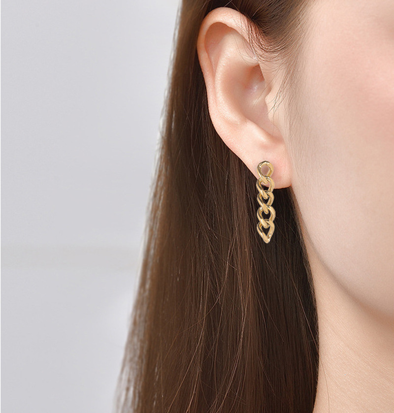 New titanium steel thick chain long womenu0027s simple earrings