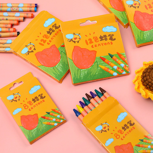Children's Cartoon Tulip Crayons Don't Dirty Hands Art Oil Pastels Graffiti Stationery Set Kindergarten Prizes Wholesale