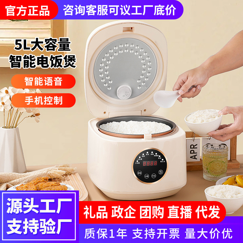Electric rice cooker household 5L large capacity intelligent voice APP control non-stick cooker electric rice cooker will sell gifts wholesale