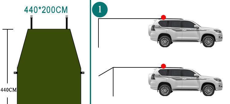 Rainproof and sunproof car side tent, outdoor camping tent for cars, SUV side tent, camping canopy