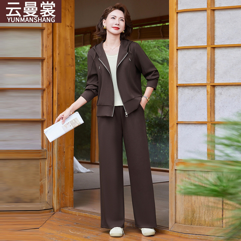 Mom's Autumn Loose Sportswear Suit 2025 New Style Middle-Aged and Elderly Women's Fashion Casual Two-Piece Set