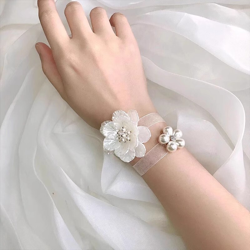 韓国風ブライズメイドリストフラワー、花嫁姉妹グループハンドフラワー、森風結婚式、親、新郎、付添人コサージュ、ウェディングブレスレット|undefined