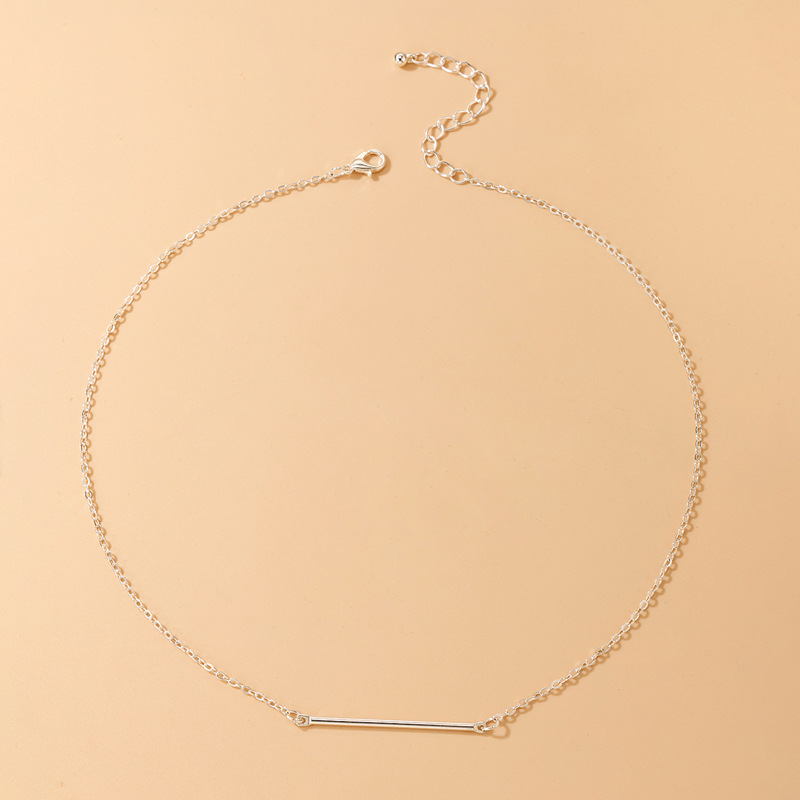 fashion jewelry silver word alloy necklace geometric simple single-layer necklace