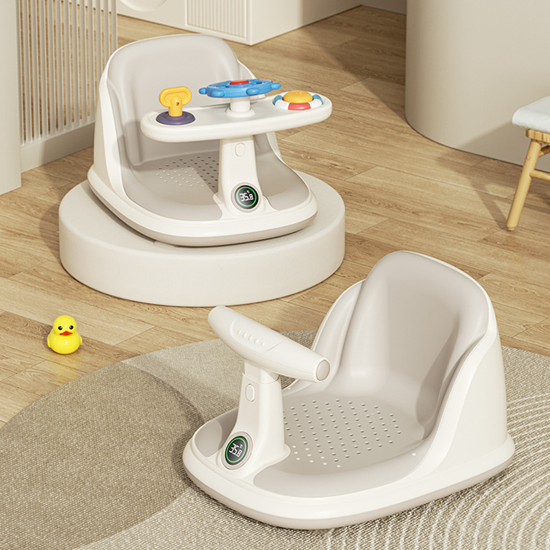 Taburete de baño para bebés y niños pequeños, los bebés pueden sentarse en un taburete de baño anti-vuelco, sensación de temperatura, aumento y ensanchamiento del asiento de baño para niños