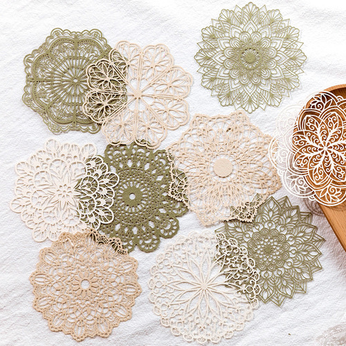 Momo Material Paper Lace Melody Series Vintage Embossed Pattern Collage DIY Journal Base Decoration 6 Styles