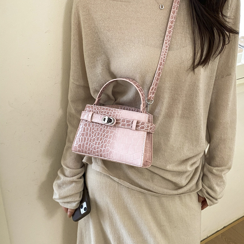 2026新款鳄鱼纹凯莉包女小众高级感手提斜挎包百搭时尚通勤小包