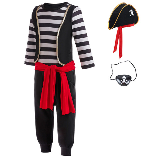 New European and American-style cosplay pirate captain kids' two-piece Halloween children's role-play costume set
