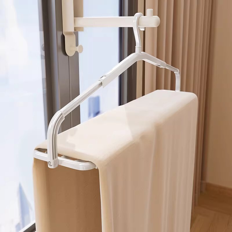 Retractable and Foldable Three-Dimensional Clothes Hanger for Balcony, Towel, Quilt, Bed, Non-Slip, Multi-Functional, Double-Rod Type Retractable and Foldable Three-Dimensional Clothes Hanger for Balcony, Towel, Quilt, Bed, Non-Slip, Multi-Functional, Double-Rod Type