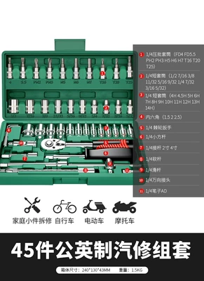 Forest Auto Repair Tool Set: Sheet Metal Spray Repair - metric-and-british-style-straight-handle-45-piece-set