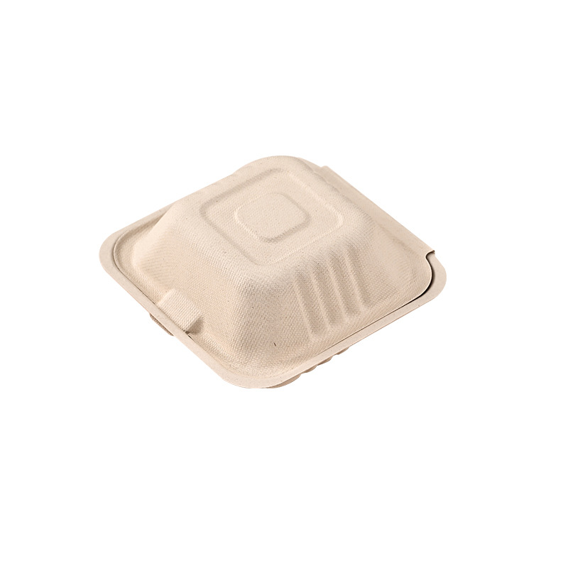 Caja de hamburguesas de versión europea degradable de 6 pulgadas desechable Postre de celebridades de Internet Tiramisú Cake Pulp Packing Box Spot