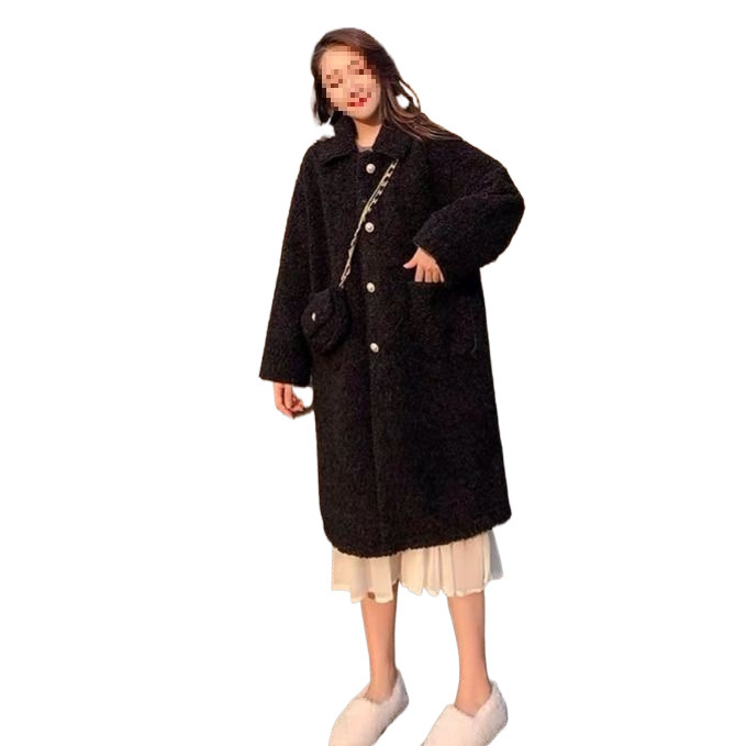 무료배송 여성 가을 ??겨울 올매치 신상 숏 모조 램 플러시 레트로 홍콩 스타일 미디엄 길이 윈드브레이커